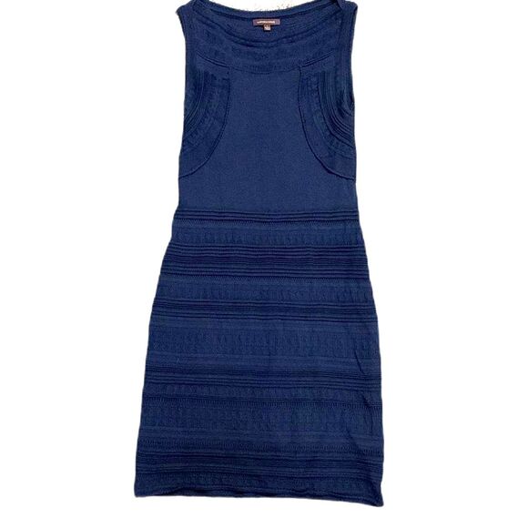 Marchesa Voyage Navy Blue Sleeveless Stitch Knit Sheath Below Knee Dress Size L - Picture 2 of 16